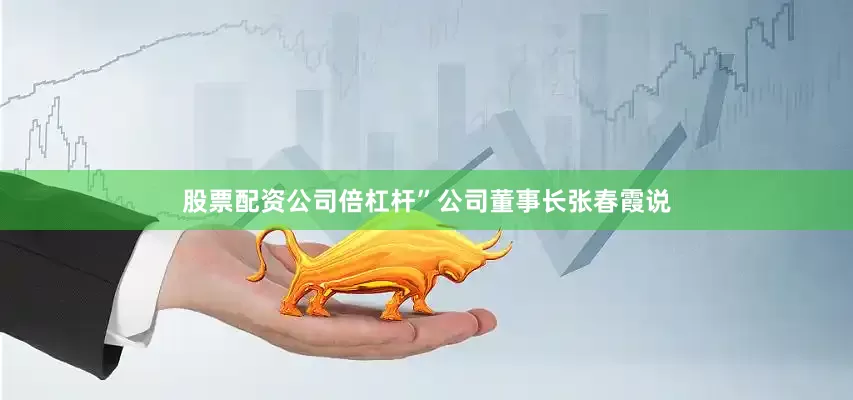股票配资公司倍杠杆”公司董事长张春霞说